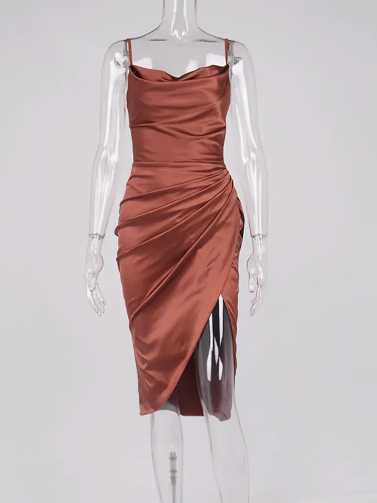 Midi Satin Dress Split